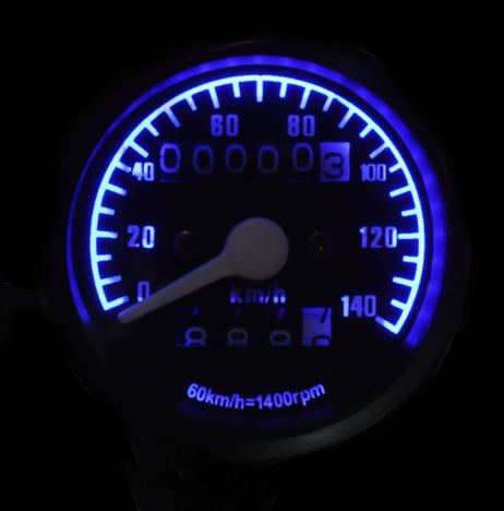 Tachometer for motorcycle LED retro pointer mechanical Trip Zero