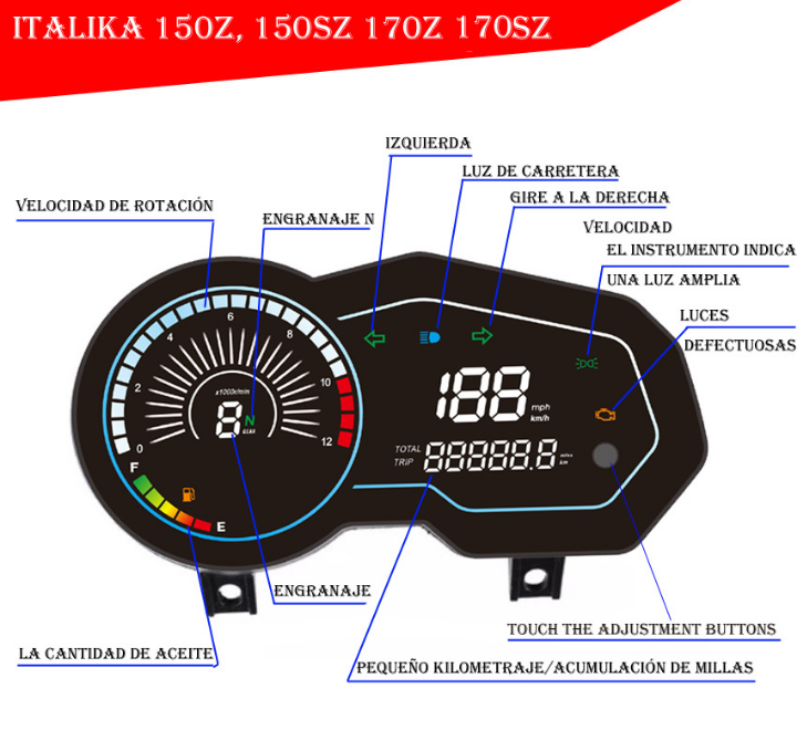 South America  ltalika 150z 150sz 170z motorcycle LED LCD instrument electronic code meter