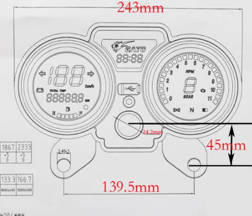 Gato 250cc Prince ITALIKA DT150 FT125 SPORT Motorcycle LED LCD Digital motorcycle instrument
