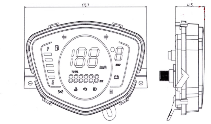 Crypton x Yamaha LM48-B Digital Dashboard | for L135, LYM110, C8 & Alpha RX Scooters - OEM Speedometer