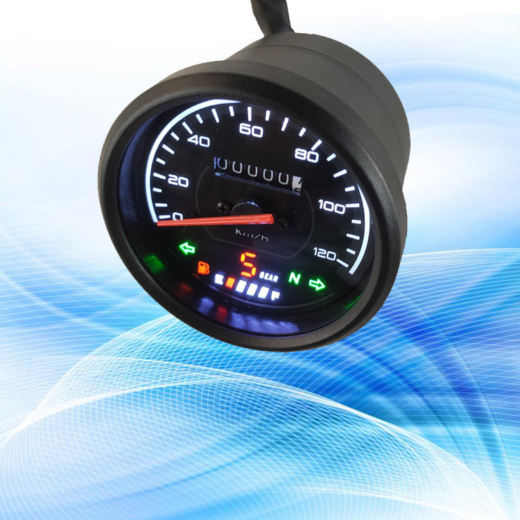 Classic Round Gauge w/ LED Backlit - Gear & Fuel Display for South American Retro Bikes | Dropship