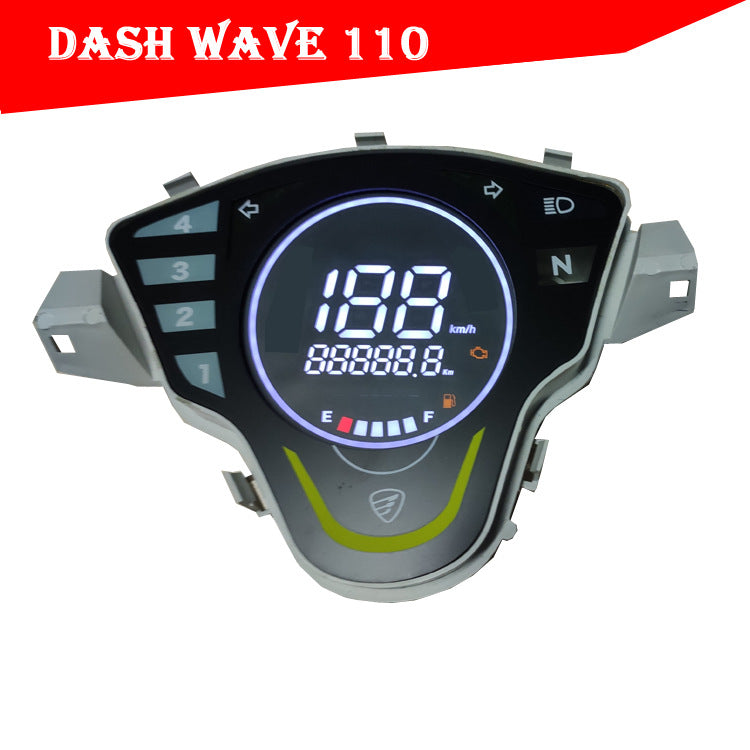 DASH WAVE110 Maxi Scooter Digital Dashboard - 12V LCD Meter Assembly for Malaysia & Myanmar Custom Upgrades