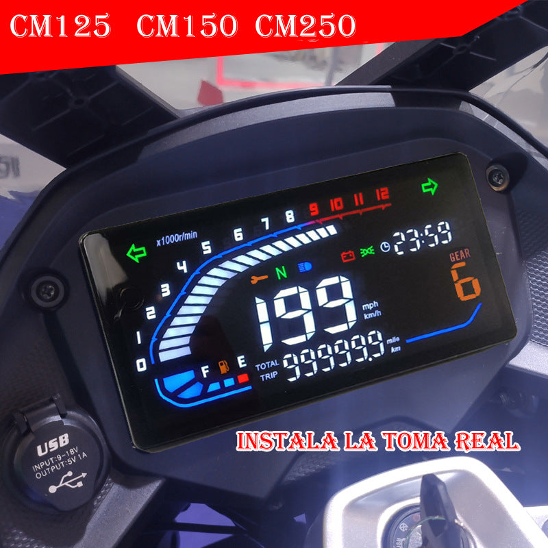 CM150 Flat-Panel Digital Motorcycle Gauge - Programmable LCD Dashboard with Auto-Dimming & Clock | South America Hot Seller