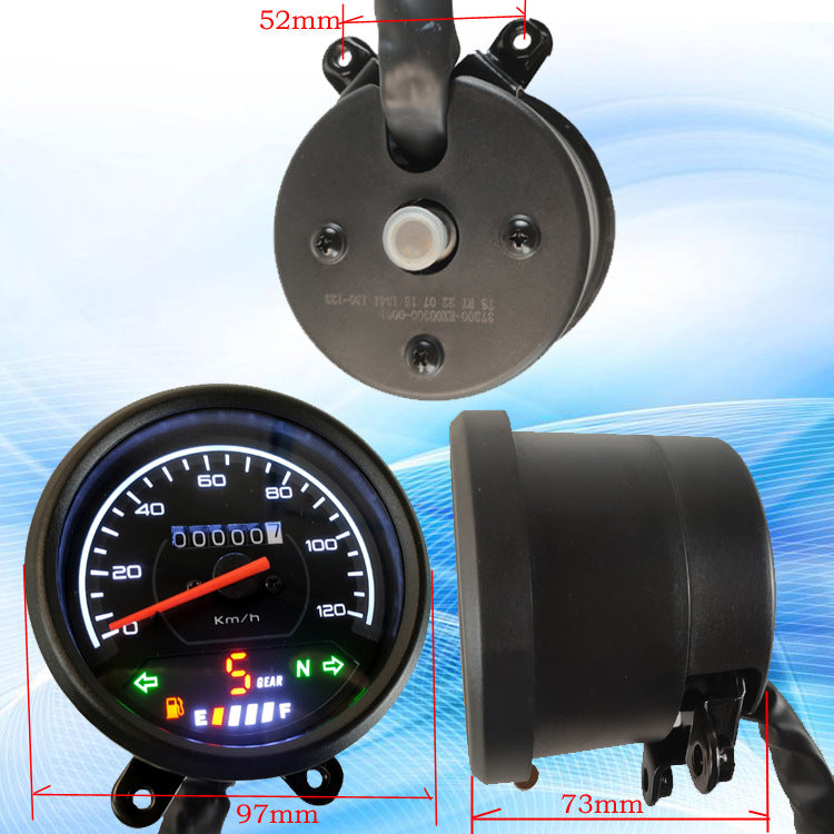 Classic Round Gauge w/ LED Backlit - Gear & Fuel Display for South American Retro Bikes | Dropship