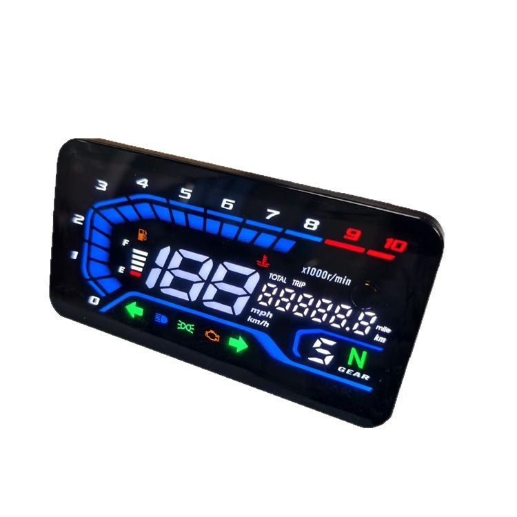 AK125 Motorcycle Digital Gauge Cluster - Flat Panel Auto-Dimming Replacement Odometer & Trip Meter