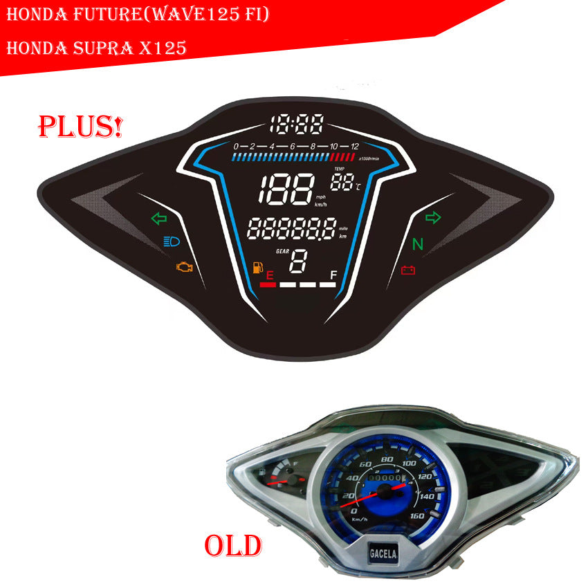 Honda Future & WAVE125 FI Custom Dashboard - Supra X 125 Digital Speedometer Kit | Plug & Play Scooter Meter Upgrade