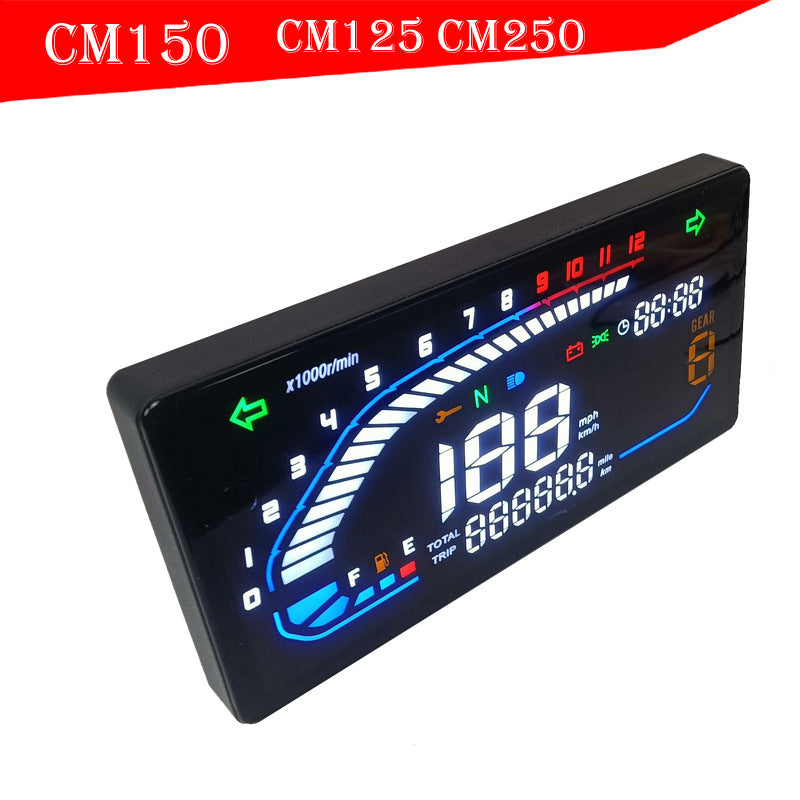 CM150 Flat-Panel Digital Motorcycle Gauge - Programmable LCD Dashboard with Auto-Dimming & Clock | South America Hot Seller