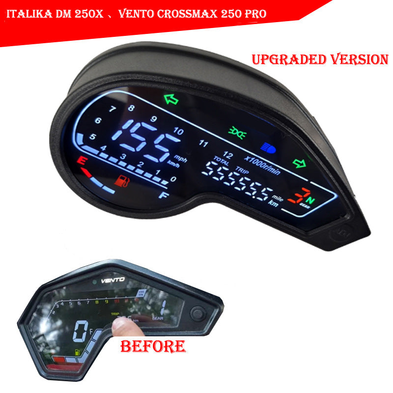 Italika DM250X & Vento Crossmax 250 Pro Motorcycle Gauges - OEM Digital Dashboards | Top Selling in South America