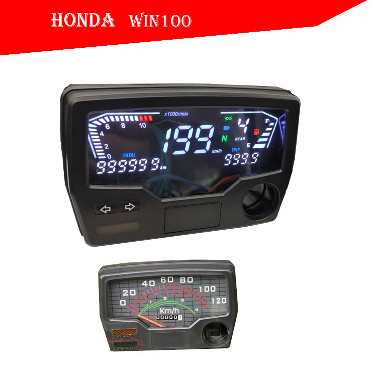 Honda WIN100 LED Digital Dashboard - OEM Speedometer & RPM Gauge Cluster Fits CD70 Motorcycles