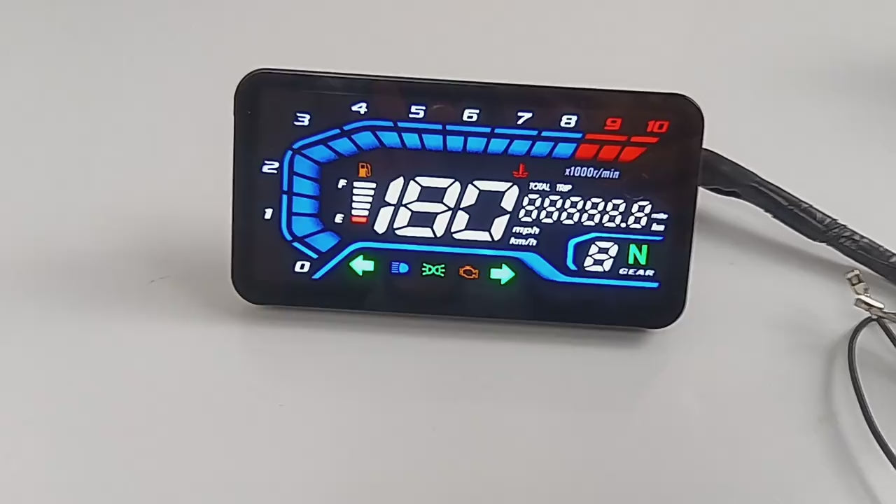 AK125 Motorcycle Digital Gauge Cluster - Flat Panel Auto-Dimming Replacement Odometer & Trip Meter